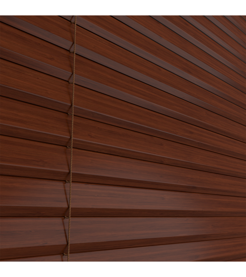 L-Shaped Cherry Mahogany Venetian Blinds