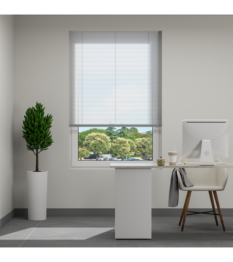 L-Shaped Glossy White  Venetian Blinds