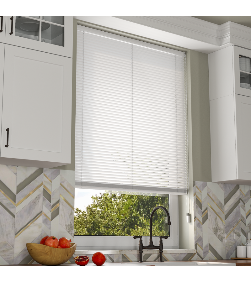 L-Shaped Glossy White  Venetian Blinds