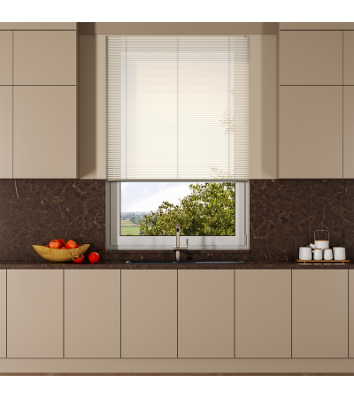 L-Shaped Soft Chalk White Venetian Blinds