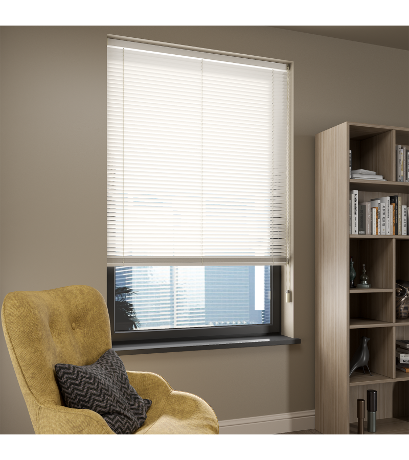 L-Shaped Soft Chalk White Venetian Blinds