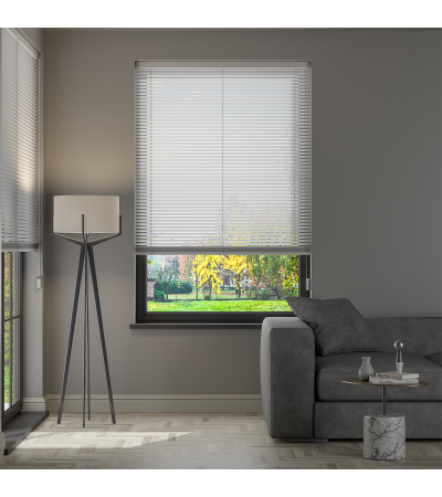 L-Shaped Light Grey Venetian Blinds