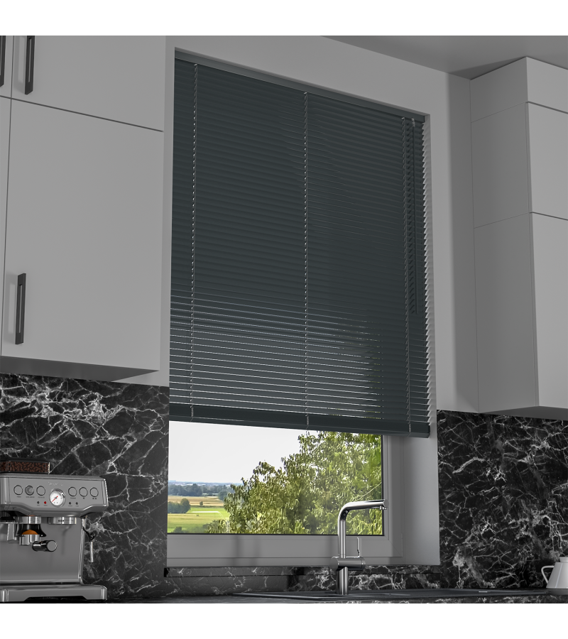 L-Shaped Anthracite Grey Venetian Blinds