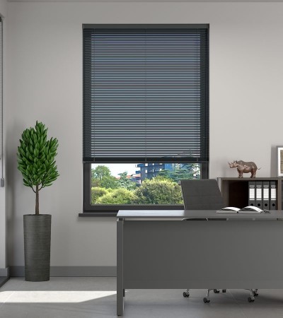 L-Shaped Anthracite Grey Venetian Blinds L-Shaped Anthracite Grey Venetian Blinds