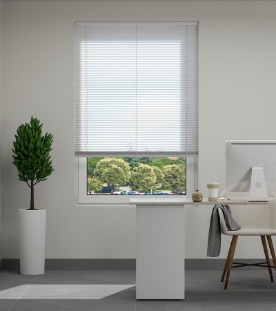 L-Shaped Glossy White  Venetian Blinds