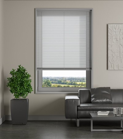 L-Shaped Dark Grey Venetian Blinds