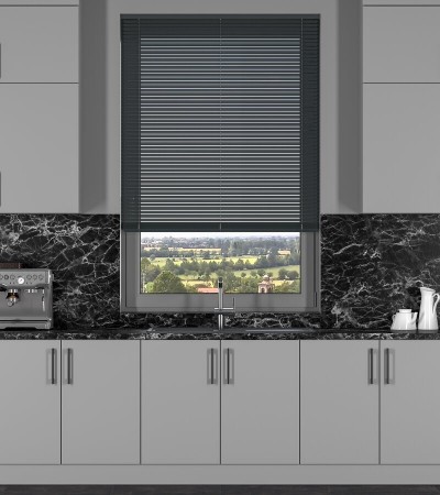 L-Shaped Anthracite Grey Venetian Blinds
