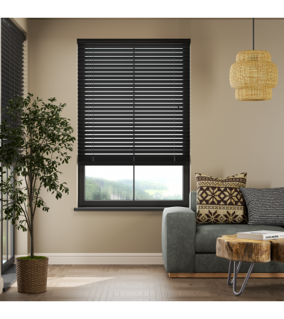 Jet Black Wooden Blinds