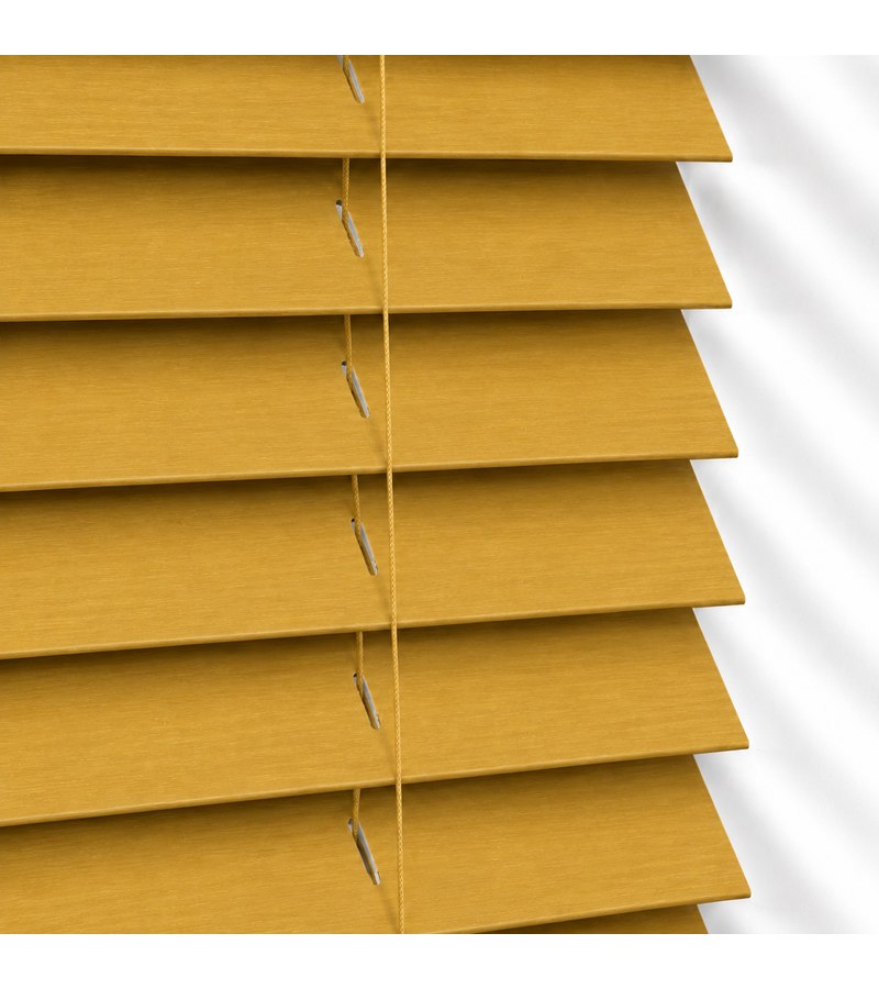 Gloss White Wooden Blinds Mustard Ochre wooden venetian blind