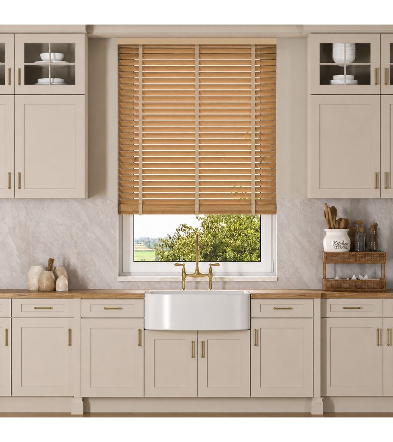 Gloss White Wooden Blinds Golden Oak wooden venetian blind with tapes