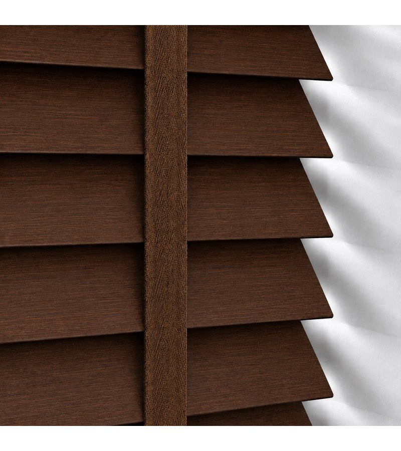 Gloss White Wooden Blinds Cocoa Walnut wooden venetian blind with tapes