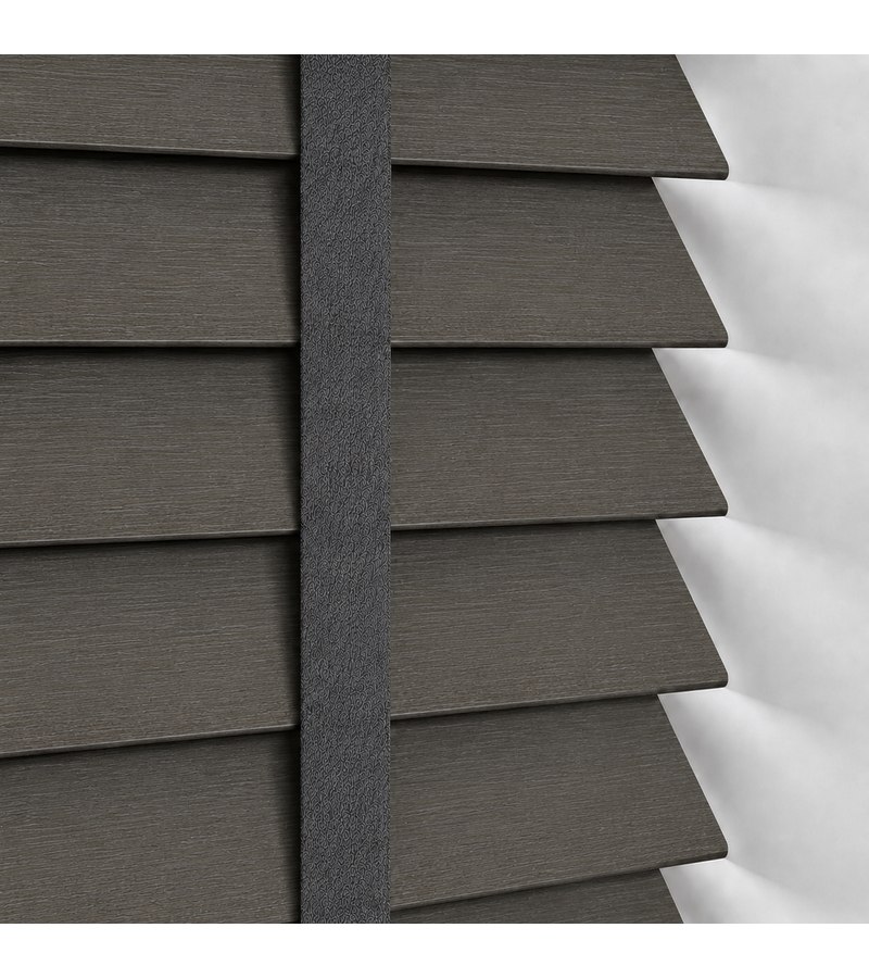 Slate Grey wooden venetian blind with tapes