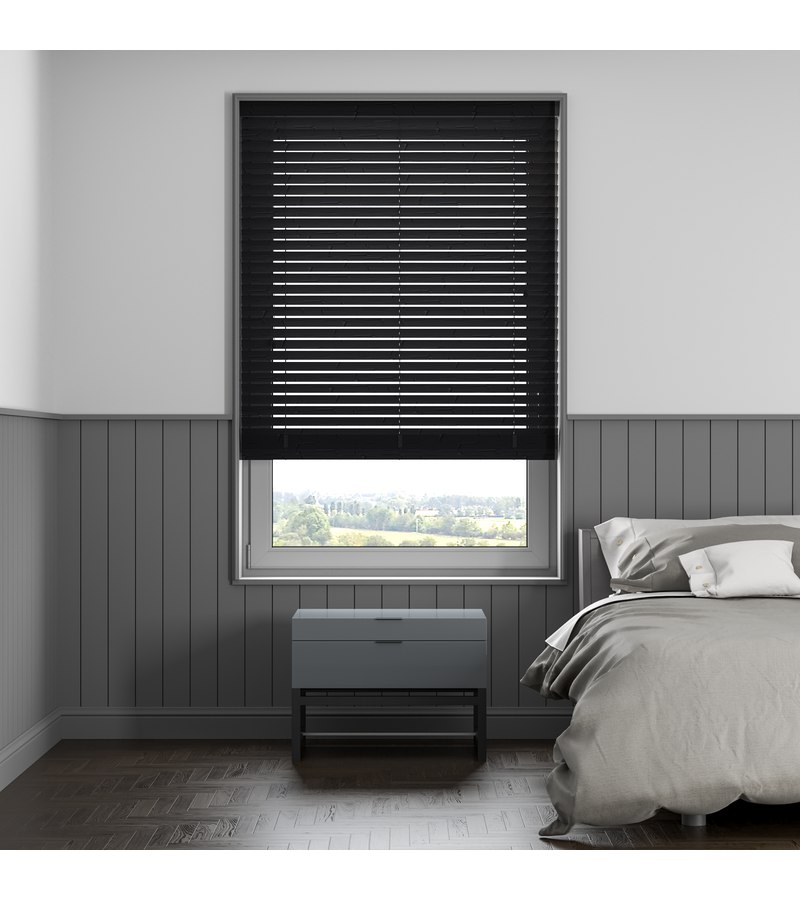 Gloss White Wooden Blinds Anthracite wooden venetian blind