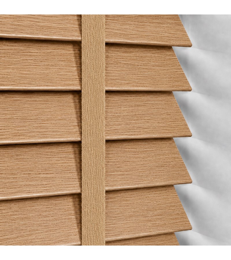 Gloss White Wooden Blinds Light Oak faux wood venetian blind with tapes
