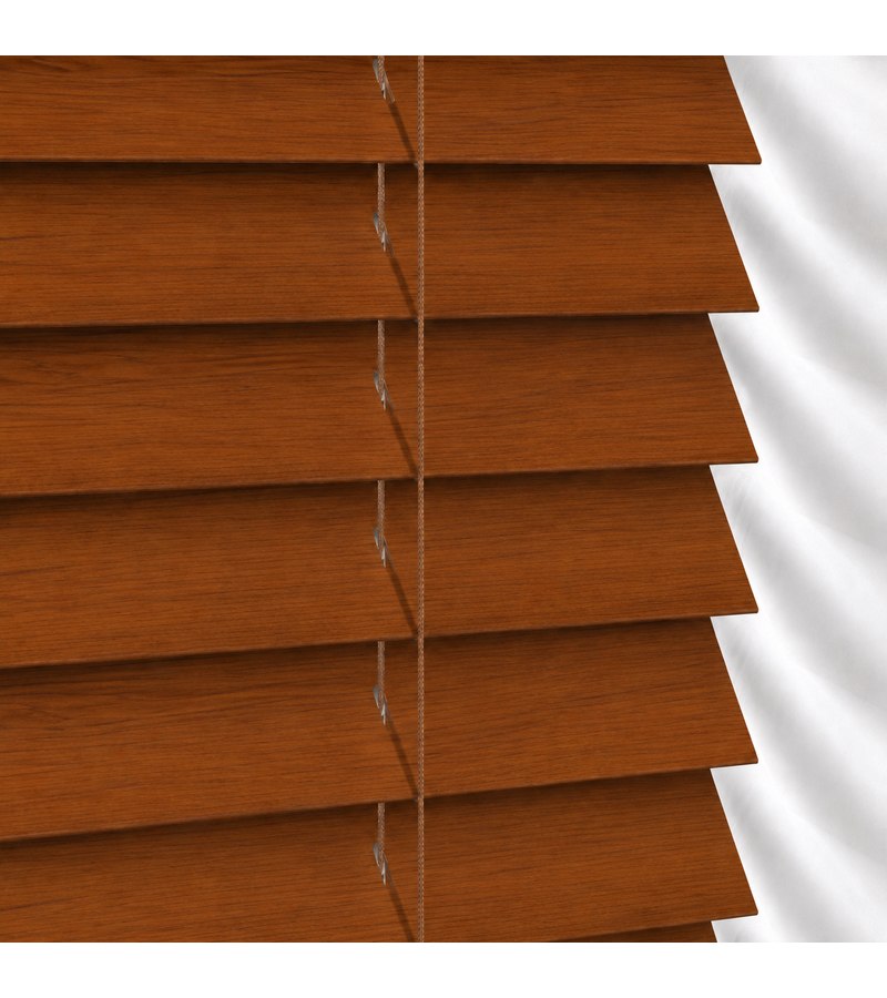 Gloss White Wooden Blinds Rich Teak faux wood venetian blind