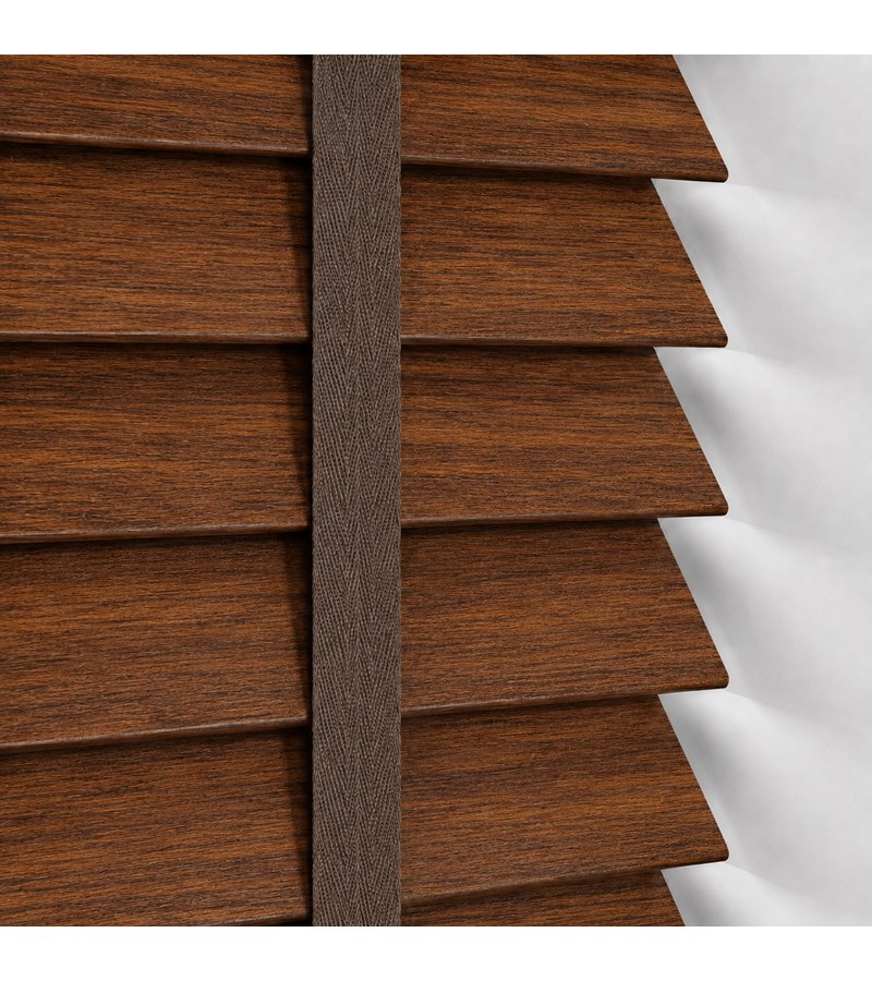 Gloss White Wooden Blinds Walnut faux wood venetian blind with tapes