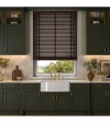 Gloss White Wooden Blinds Dark Walnut faux wood venetian blind with tapes