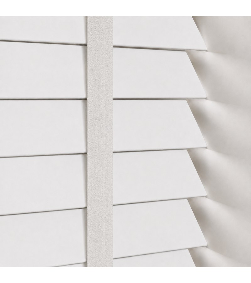 Gloss White Wooden Blinds Pure White faux wood venetian blind with tapes