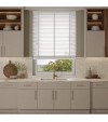 Gloss White Wooden Blinds White Fine Grain faux wood venetian blind with tapes