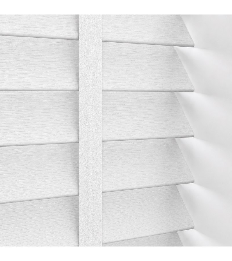 Gloss White Wooden Blinds White Fine Grain faux wood venetian blind with tapes