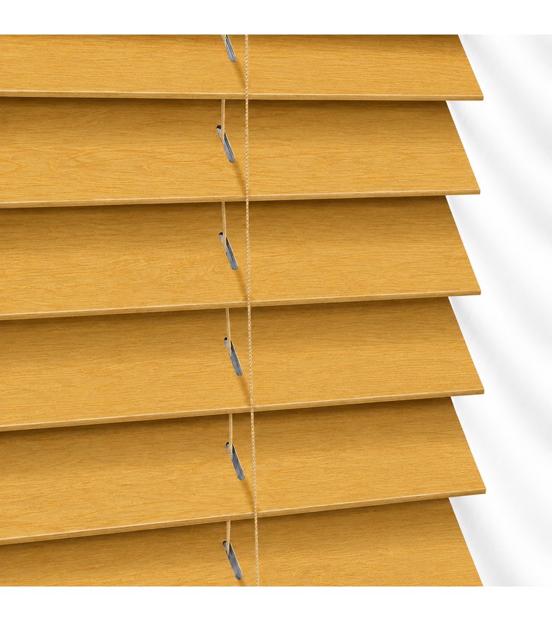 Gloss White Wooden Blinds Golden Oak faux wood venetian blind