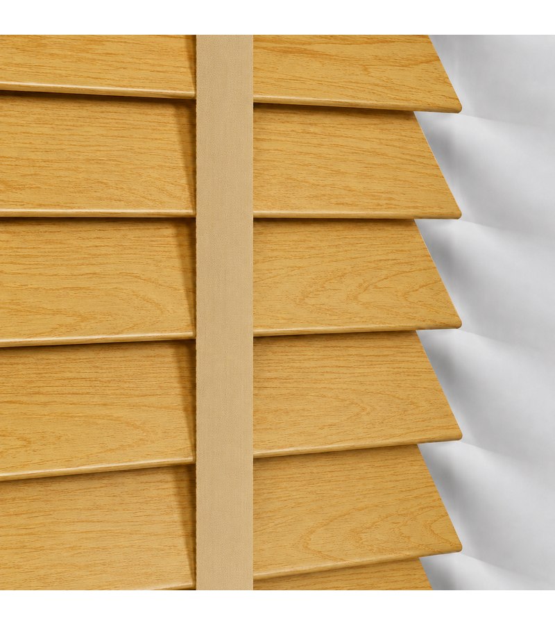Gloss White Wooden Blinds Golden Oak faux wood venetian blind with tapes