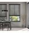Gloss White Wooden Blinds Dove Grey wooden venetian blind with tapes