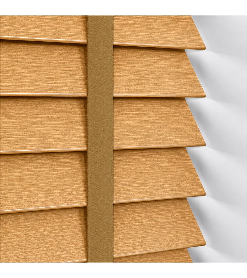 Gloss White Wooden Blinds Honey Oak wooden venetian blind with tapes