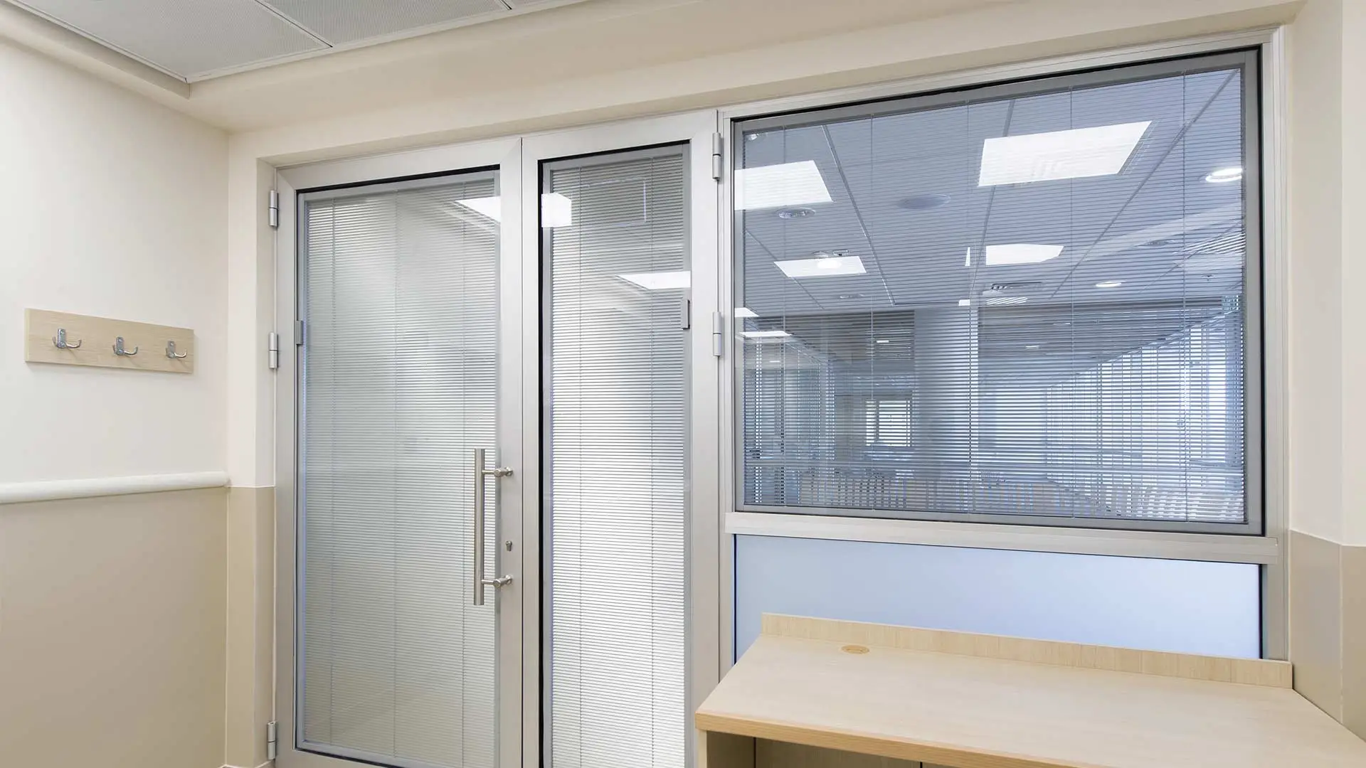 Integrated blinds in doors